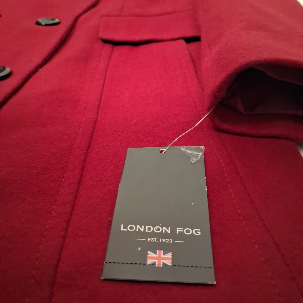 LONDON FOG Red Peacoat NWT Women's Medium Wool Coat Single-Breasted Jacket New - Picture 13 of 15